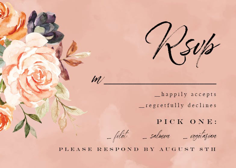 Rustic roses -  tarjeta de confirmación de asistencia a eventos