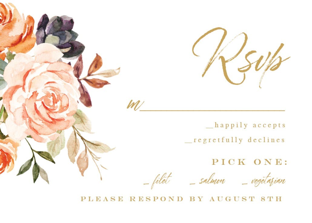 Rustic roses - rsvp card