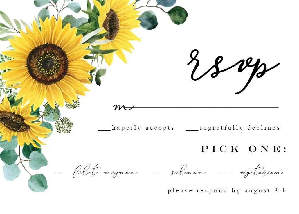 Rustic sunflowers corner - rsvp card