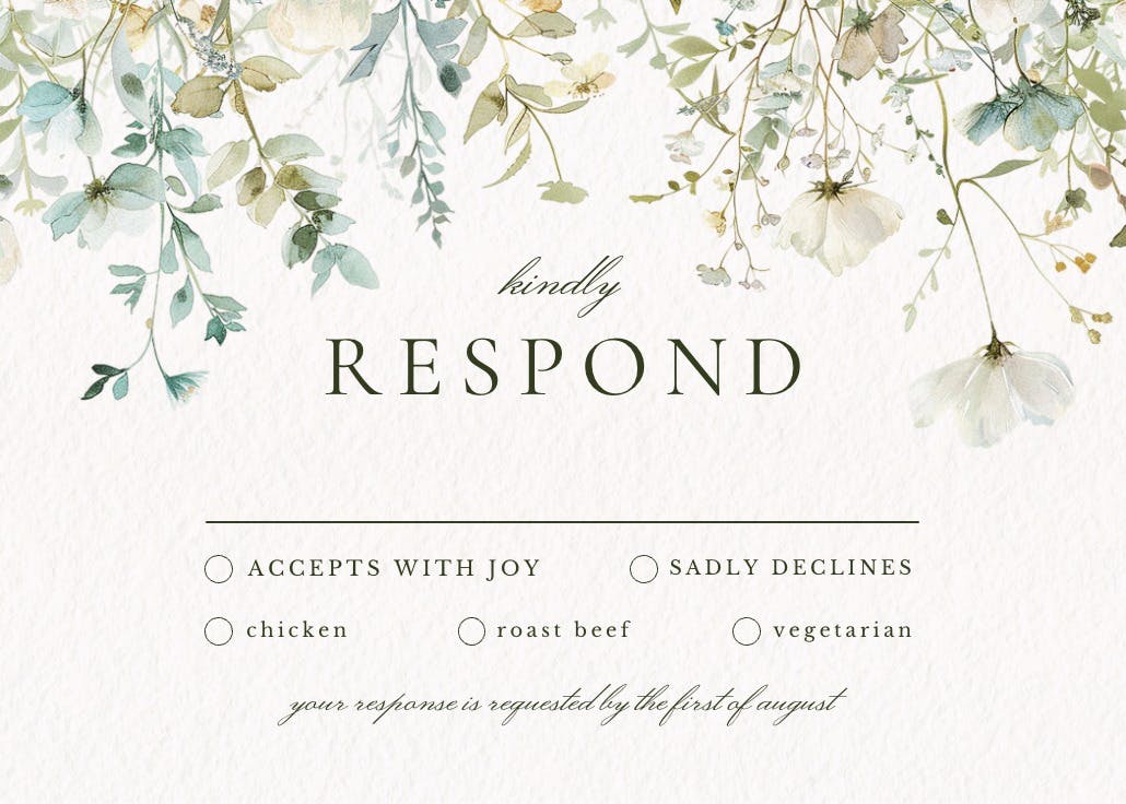 Sage leaves - rsvp card