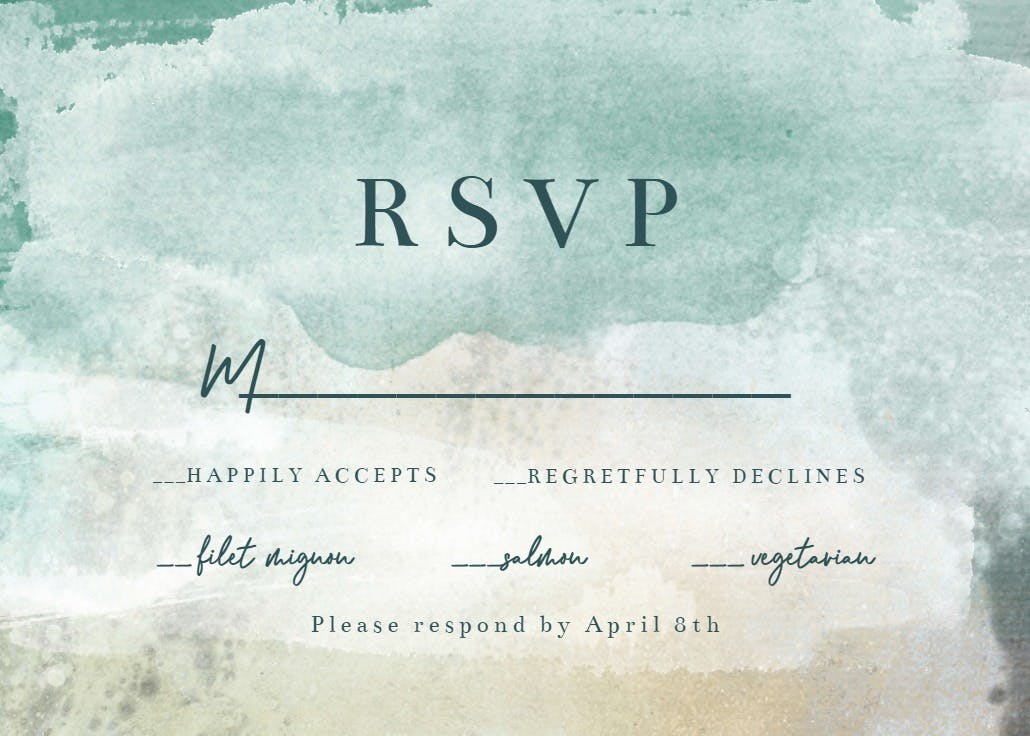 Secret beach - rsvp card