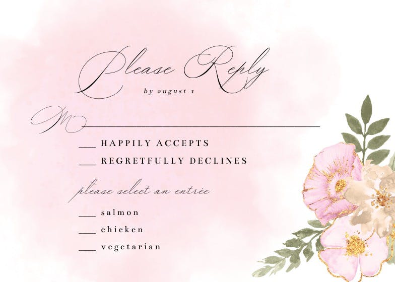 Shabby chic flowers - rsvp card