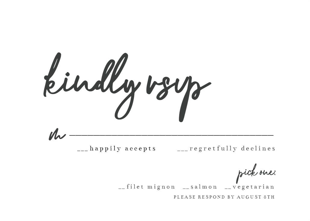 Shellia typeface - rsvp card