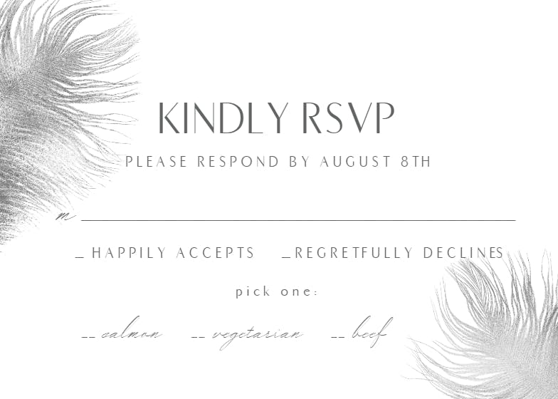 Shimmering feathers - rsvp card