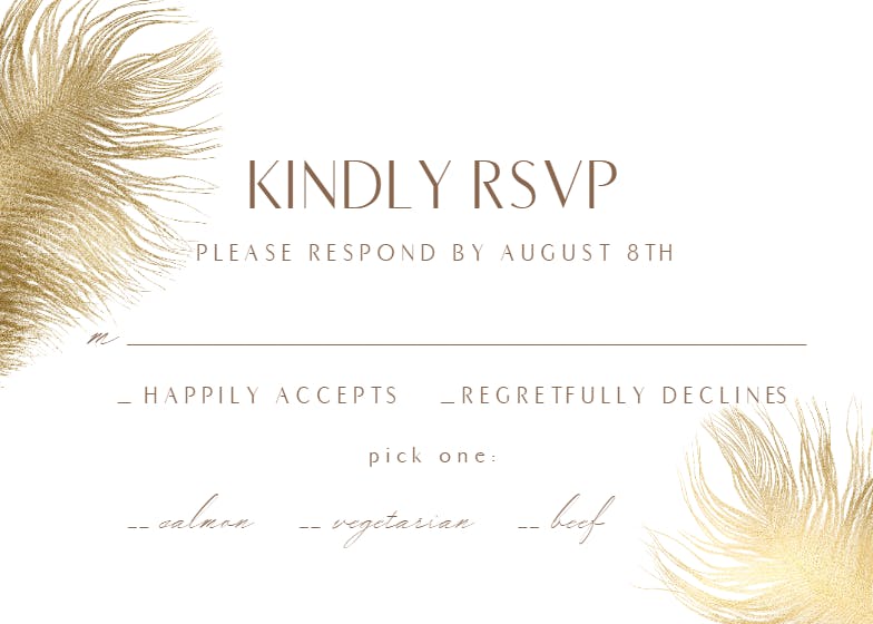 Shimmering feathers - rsvp card
