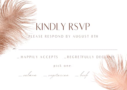 Shimmering feathers - rsvp card