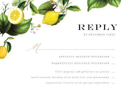 Sicilian lemon tree - rsvp card