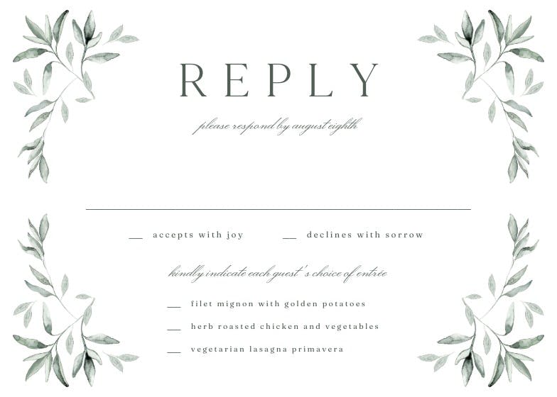 Simple ivy and sage - rsvp card