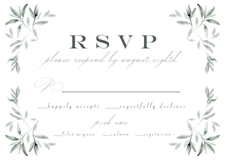 Greenery Border - RSVP card Template (Free) | Greetings Island