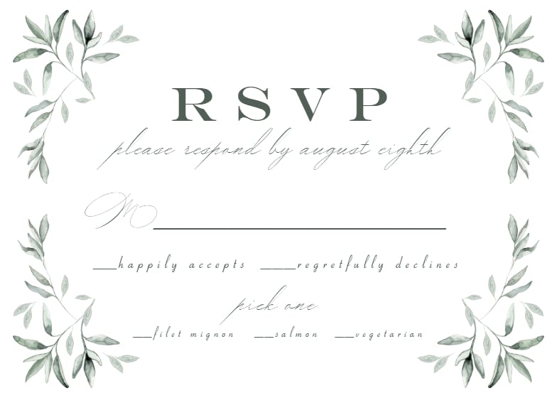 Simple ivy and sage - rsvp card