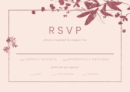 Sketched botany - rsvp card