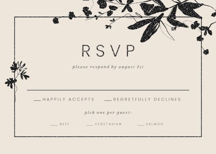 Sketched botany - rsvp card