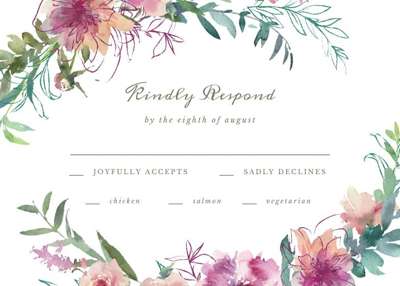 Sketchy florals -  tarjeta de confirmación de asistencia a eventos