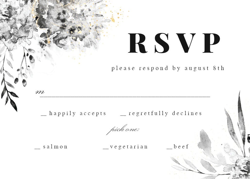 Smokey flowers - rsvp card