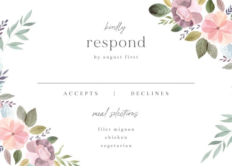 Soft floral -  tarjeta de confirmación de asistencia a eventos