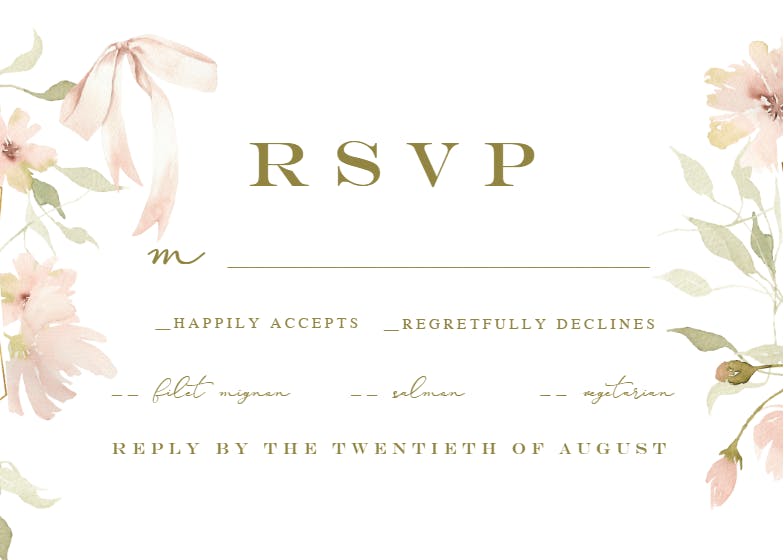 Soft romantic floral frame -  tarjeta de confirmación de asistencia a eventos