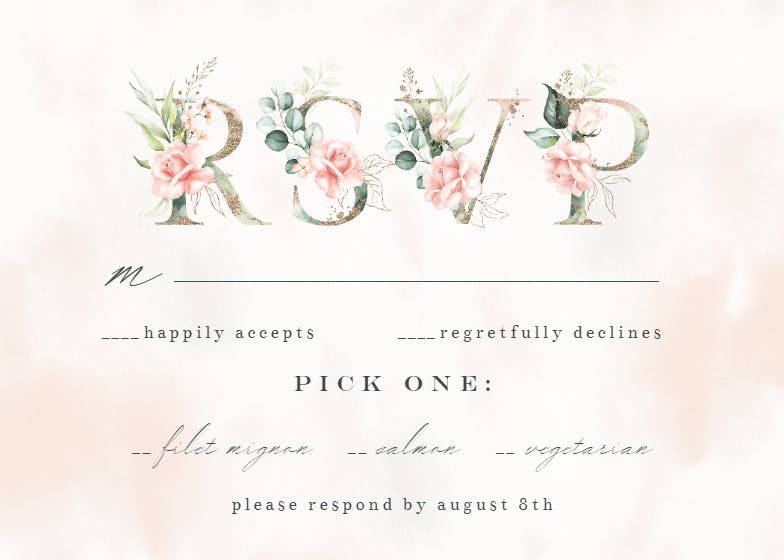 Soft roses -  tarjeta de confirmación de asistencia a eventos