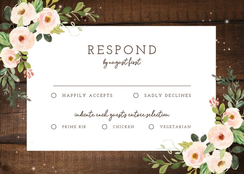 Sparkling rustic floral -  tarjeta de confirmación de asistencia a eventos
