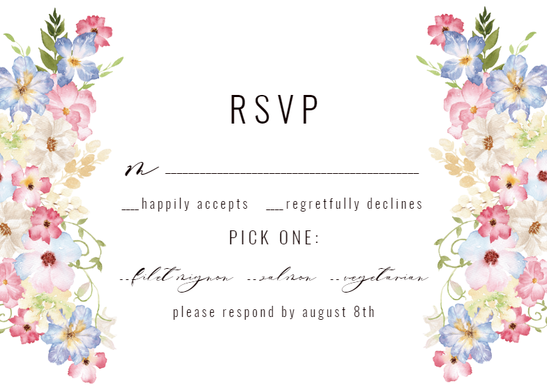 Spring Fairy Flower - RSVP card Template (Free) | Greetings Island