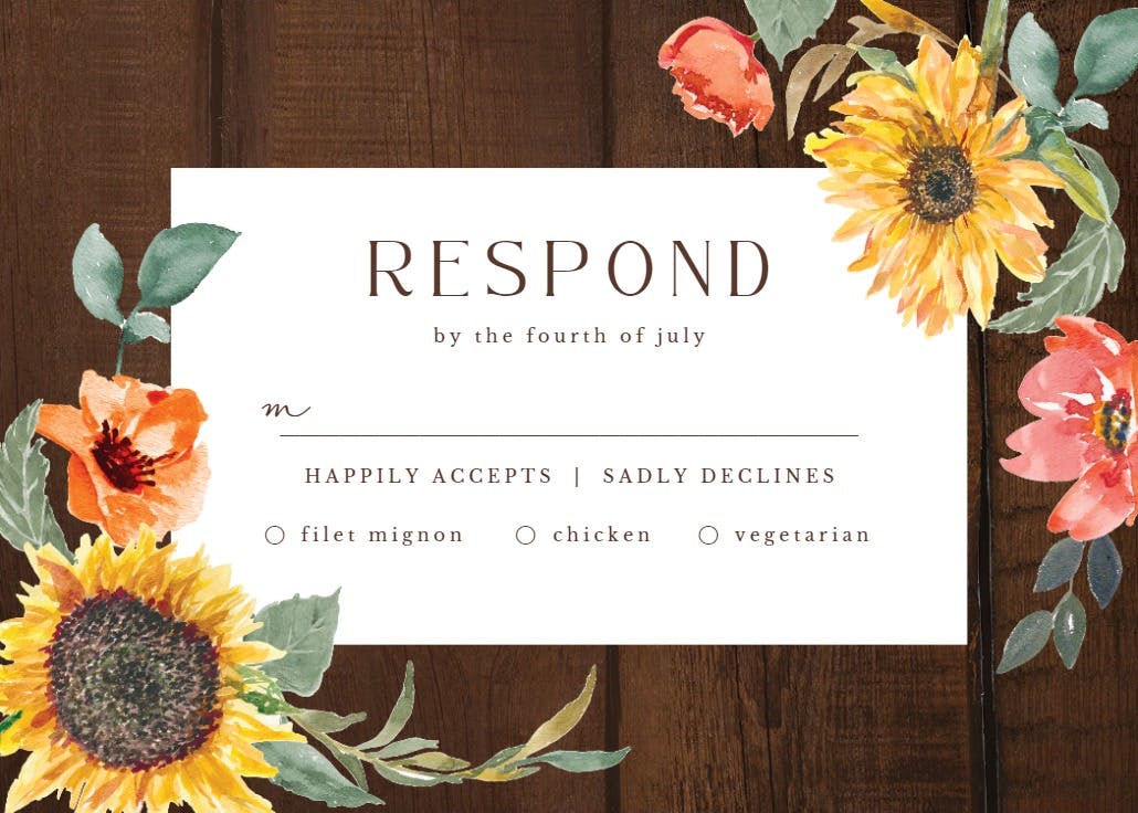 Sunflower border - rsvp card