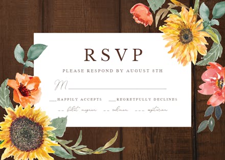 Sunflower border - rsvp card