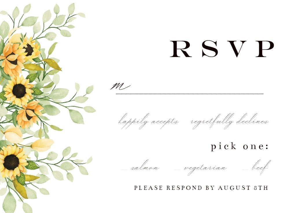 Sunflower frame - rsvp card