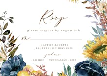 Sunflowers and blue wreath - rsvp card