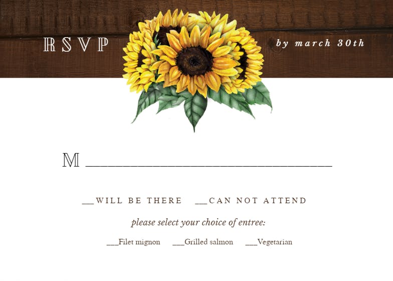 Sunflowers filled jar - rsvp card
