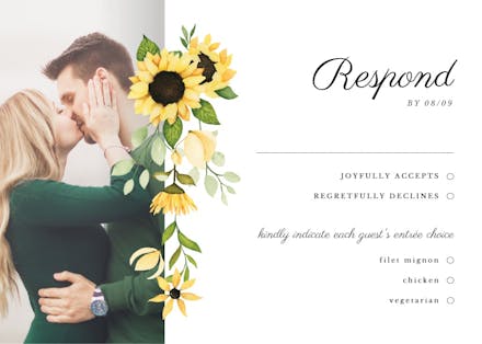 Sunflowers wedding day - rsvp card