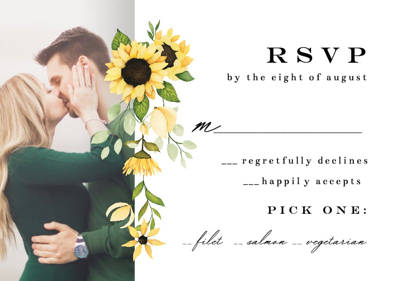 Sunflowers wedding day - rsvp card