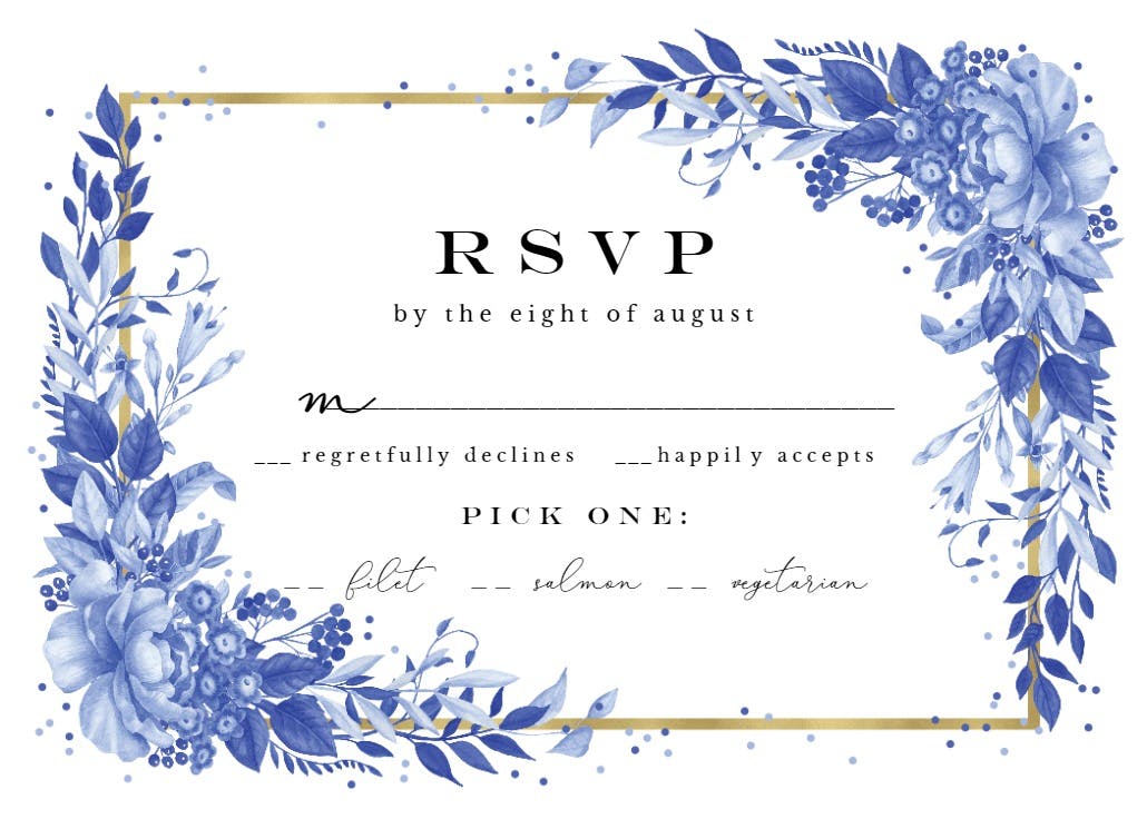 Surreal indigo bouquet - rsvp card