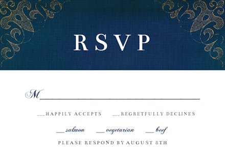 Swirls & Frames Blue - Tarjeta De Confirmación De Asistencia A Eventos