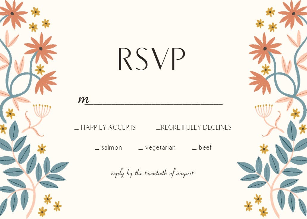 Terracotta blossom - rsvp card