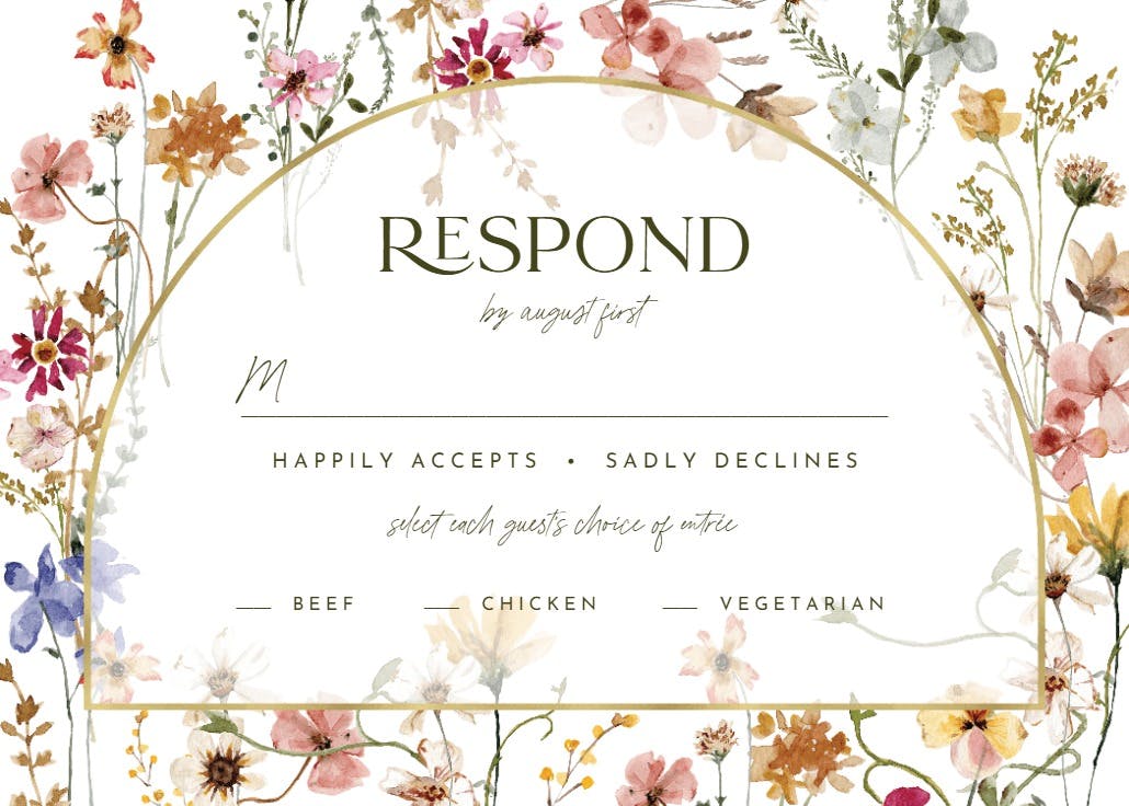 Transparent meadow arch - rsvp card