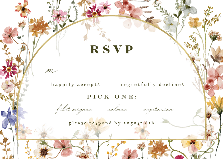 Transparent Meadow Arch - RSVP card Template (Free) | Greetings Island