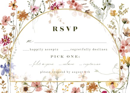Transparent meadow arch - rsvp card