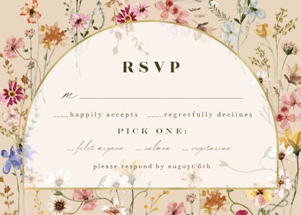Transparent meadow arch - rsvp card