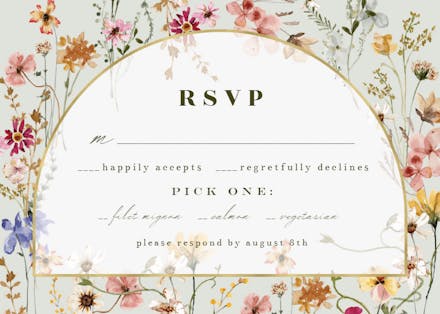 Transparent meadow arch - rsvp card