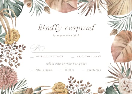 Tropical boho frame - rsvp card