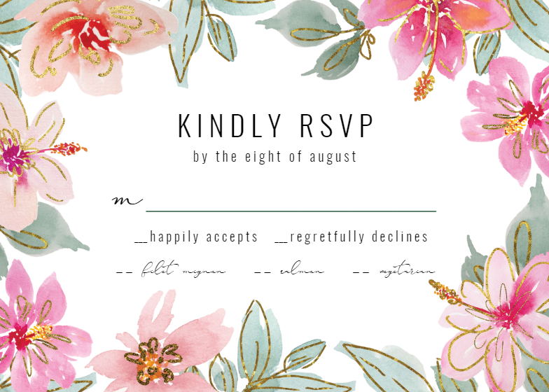 Tropical Glitter Flowers - Wedding Invitation Template (free ...