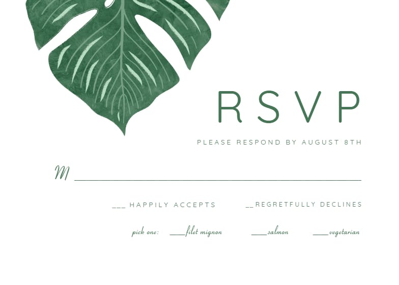 Tropical leaves -  tarjeta de confirmación de asistencia a eventos