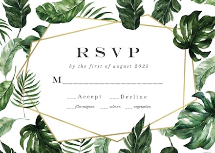Tropical leaves - RSVP card