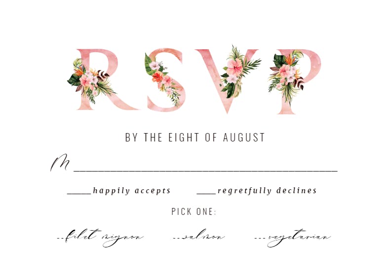 Tropical letters - rsvp card