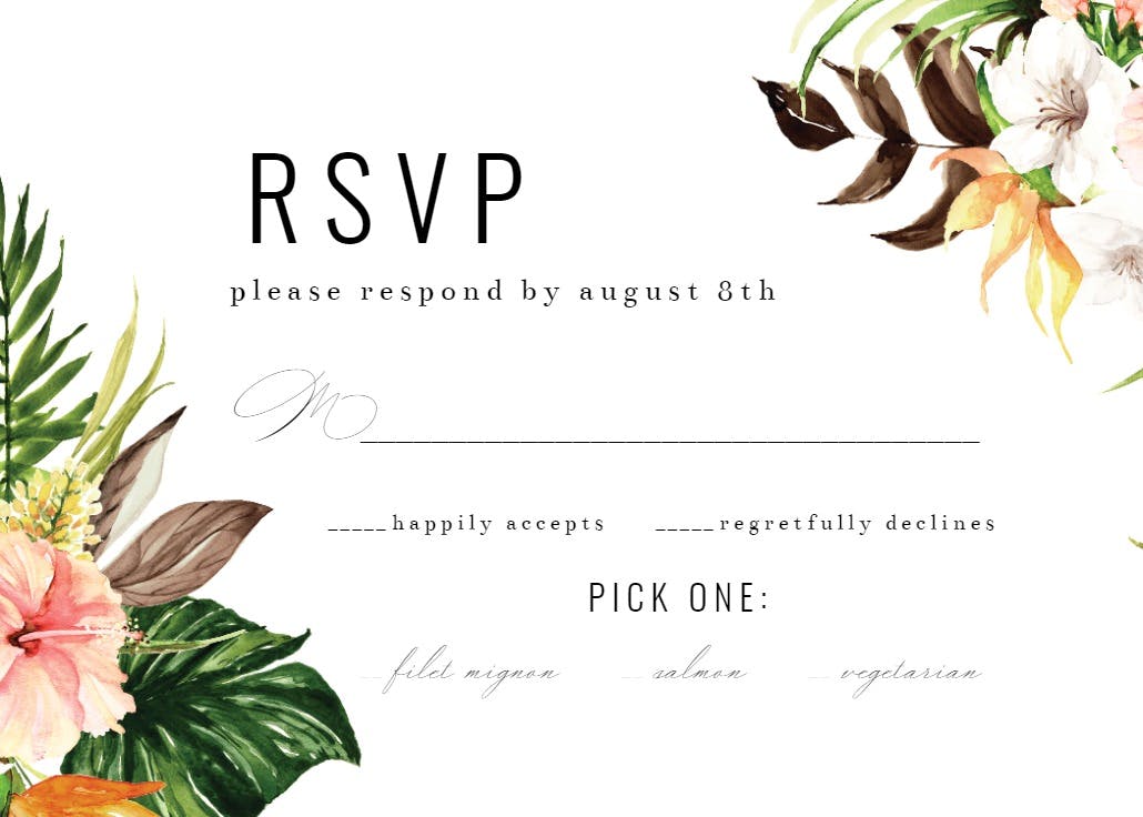 Tropical painterly - rsvp card