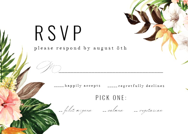 Tropical painterly - rsvp card