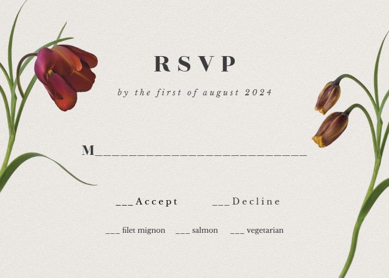 Tulips in bloom - rsvp card