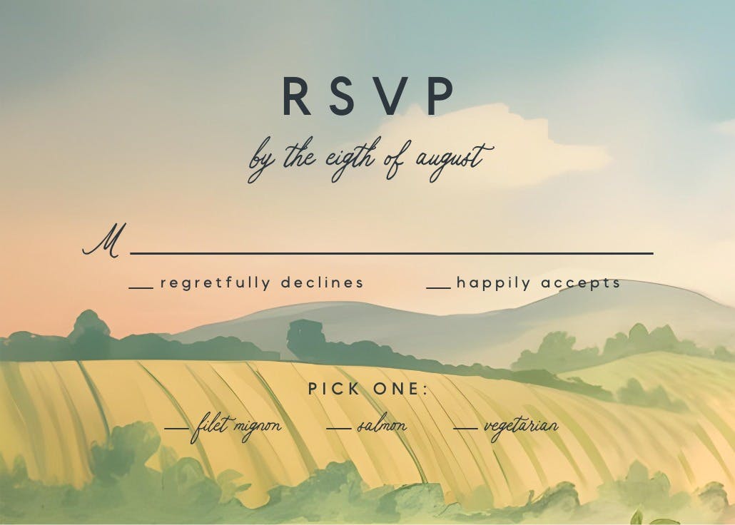 Vineyard vows - tarjeta de confirmación de asistencia a eventos