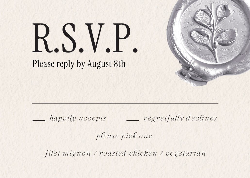 Vintage seal - tarjeta de confirmación de asistencia a eventos