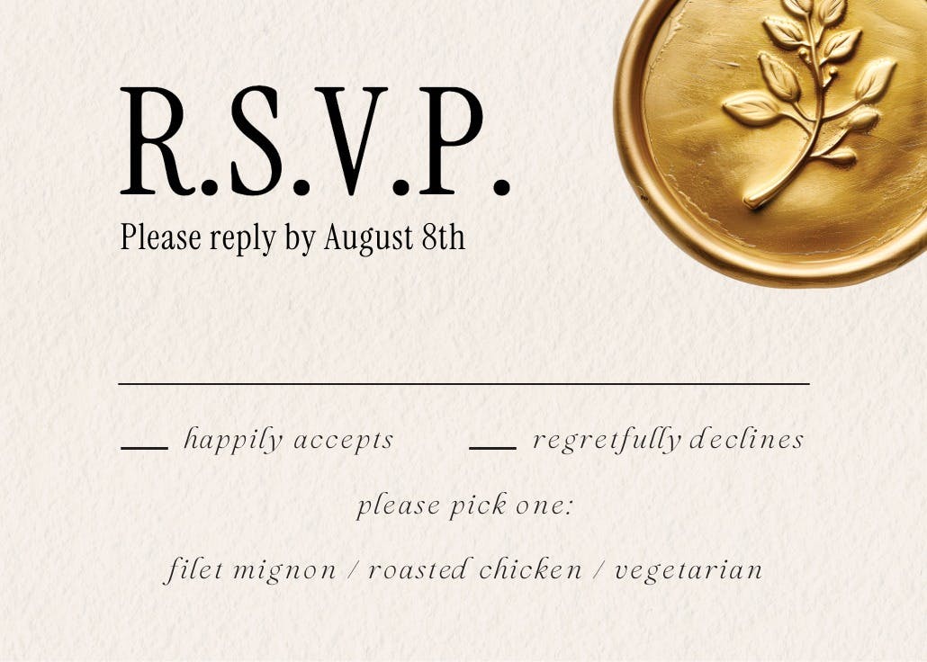 Vintage seal - tarjeta de confirmación de asistencia a eventos