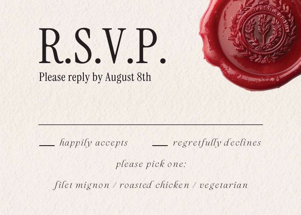 Vintage seal - tarjeta de confirmación de asistencia a eventos